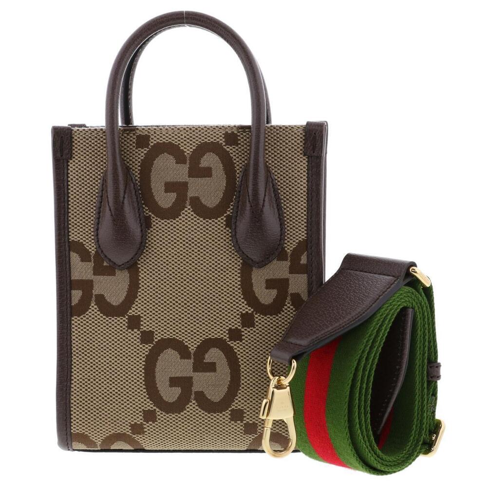GUCCI Jumbo GG Tote Bag Shoulder Messenger Brown AB